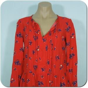 OLD NAVY Mini Dress XS Womens Floral Red Long Sleeves